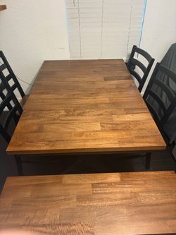 Ashley Wildenauer Dining Table, 4 Chairs and Bench-Brown/Black