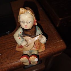 Vintage Handmade Little Girl Playing Banjo Figurine