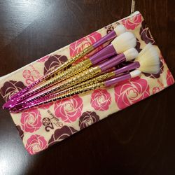 5pcs makeup brush set with cosmetic bag