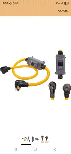 NEMA 14-50P to 6-50R 6 Feet Hydraulic Magnetic ON Off Switch Current Protector 240V 50 Amp 4 Prong Male Plug to 3 Prong Female Outlet Receptacle Exten