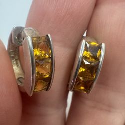 925 silver sterling Natural Citrine earrings