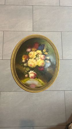 Oval floral painting