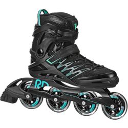 NIB Roller Derby Aerio Q-84 Women's Inline Skate - Black/Mint/Teal 8