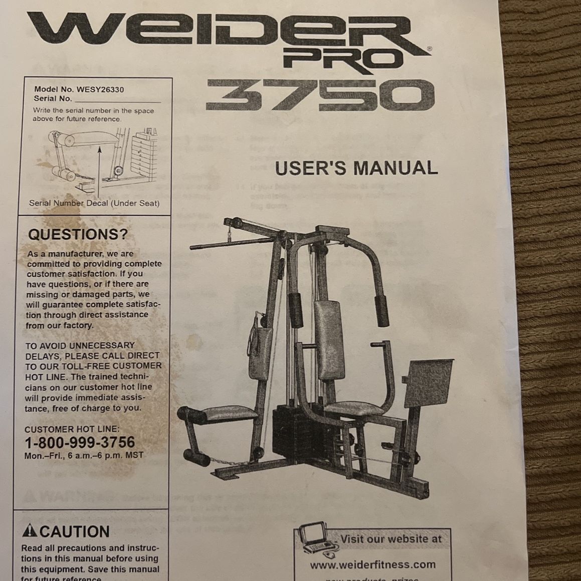 Weider pro 3750 sale