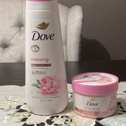 Dove Body Wash & Scrub -Rose Oil 