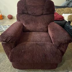 Burgundy recliner/rocking chair