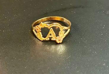 10 k yellow gold letter a ring size 9