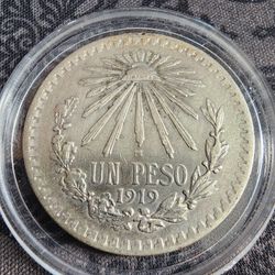 1919 Un Peso "Resplandor" Hard To Find - Antique 