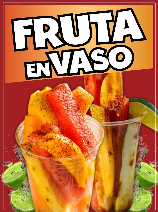 Fruta en Vaso Decal Window Sticker Truck Concession Vinyl Restaurant Sign Fruit