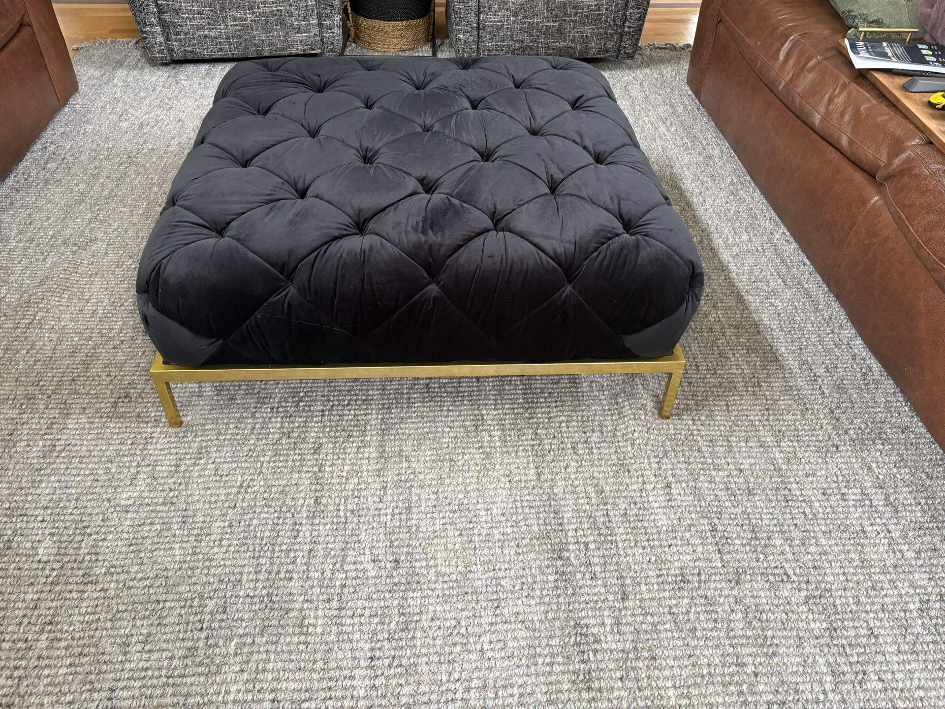 Beautiful Black Velvet Ottoman