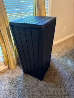 Modern Black Outdoor Storage Bin / Patio Trash Can – Brand New
