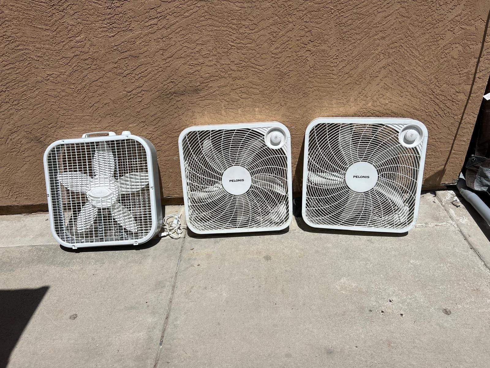 3 Square Fans $20 Each / And 3 Bottles Water$10 Each