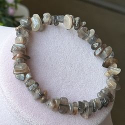 Black Moonstone Chip Stretchy Bracelet 