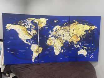 Large 3-Piece World Map Canvas Art