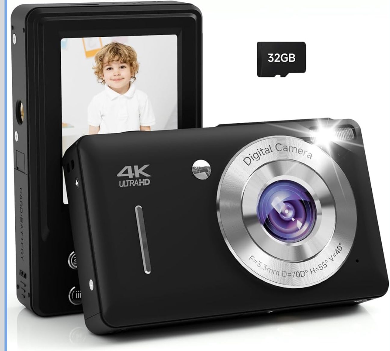 ) Digital Camera, 44MP FHD 1080P Camera for Kid with 16X Zoom Anti Shake, Compact Small Camera with 32GB SD Card, Digital Camera for Teens for Teens G