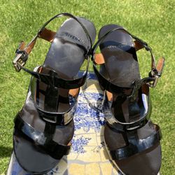 Women’s Givenchy Black Patent Leather High Heel Platform Sandals, Size 5
