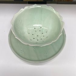 Pottery Berry Bowl And Plate
