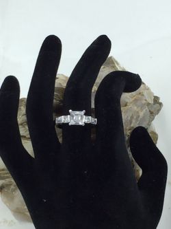 925 STER Silver Princess Cut CZ Ring 11.5