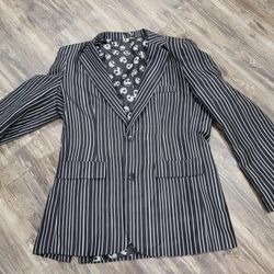 Disney Tim Burtons Nightmare Before Christmas Jack Skeleton Pinstripe Blazer Jacket Adult Size XL