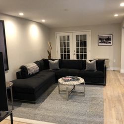 Crate And Barell Black Couch And Chaise