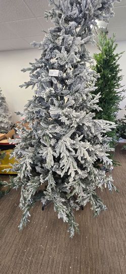 8ft Flocked Artificial Christmas Tree with Stand