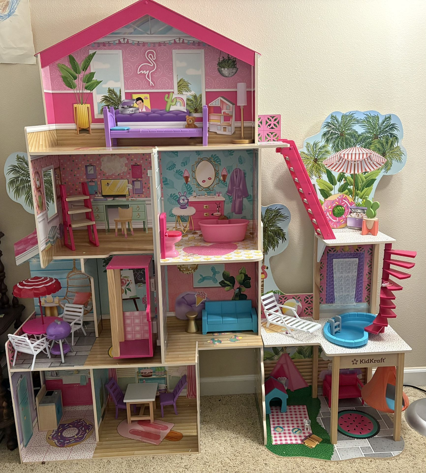 Kidcraft Wooden Barbie Party Beach House With Lots Of Extras!