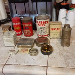 Vintage tins (read) prices vary