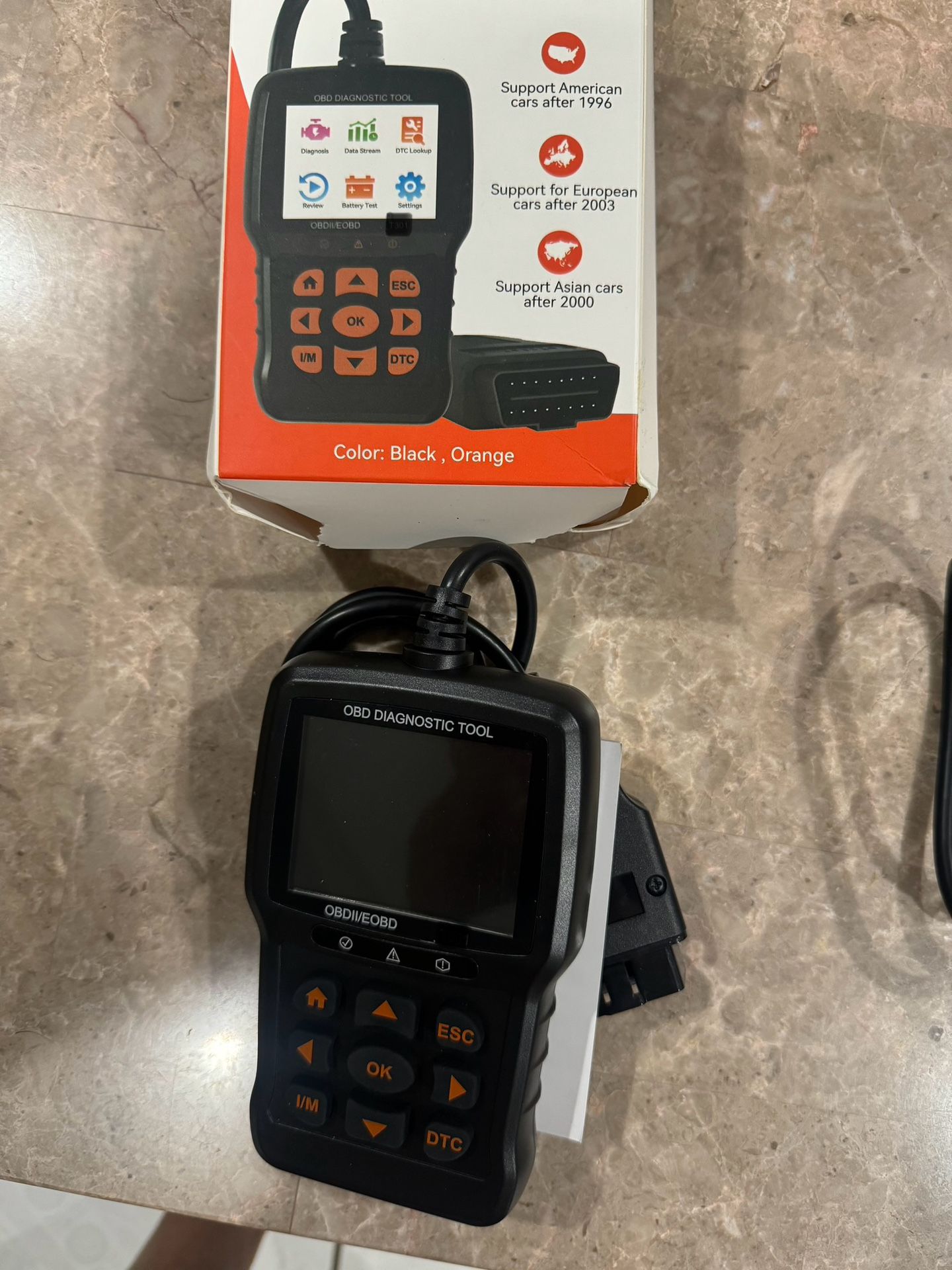 OBD2 Scanner Diagnostic Tool, Check Engine Light Code OBD2 Reader with Reset, I/M Readiness, Battery Tester, Mode 6, Mode 8, Plug & Play, Multilingual