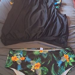 Two Pieces Swimsuit With Attached Cover.