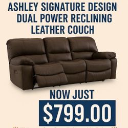 Ashley Signature Design Leather Dual Power Reclining Sofa New!