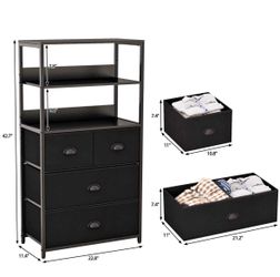 4-Drawer Dresser with Open Shelves