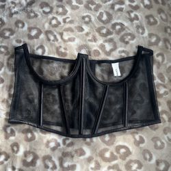 black transparent crop top corset 