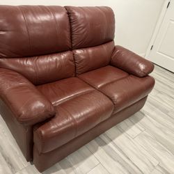 Brown Faux Leather Loveseat