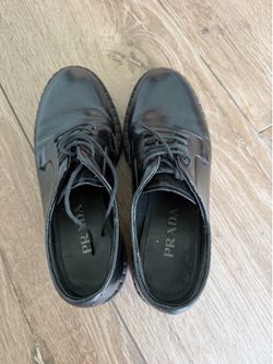 prada brushed leather derby shoes