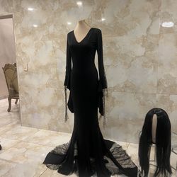 The Addams Family Morticia Addams Size (M) Halloween Costume Set New 