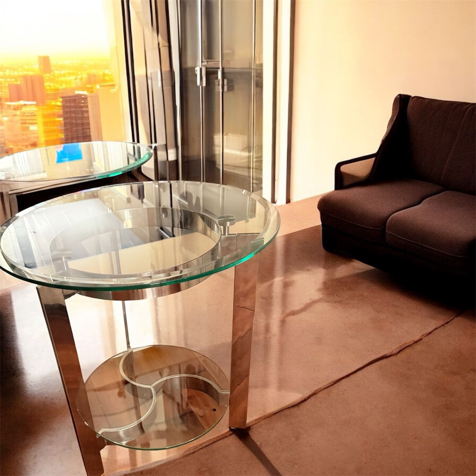 Stunning modern glass and chrome accent table