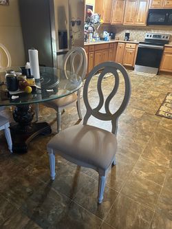 Cream Oval Back Upholstered Dining Chair