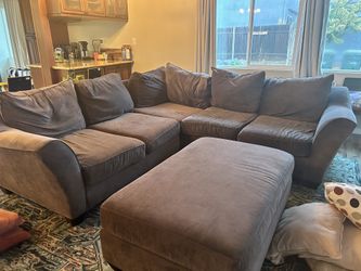 Living spaces Microfiber Sectional Couch With Ottoman