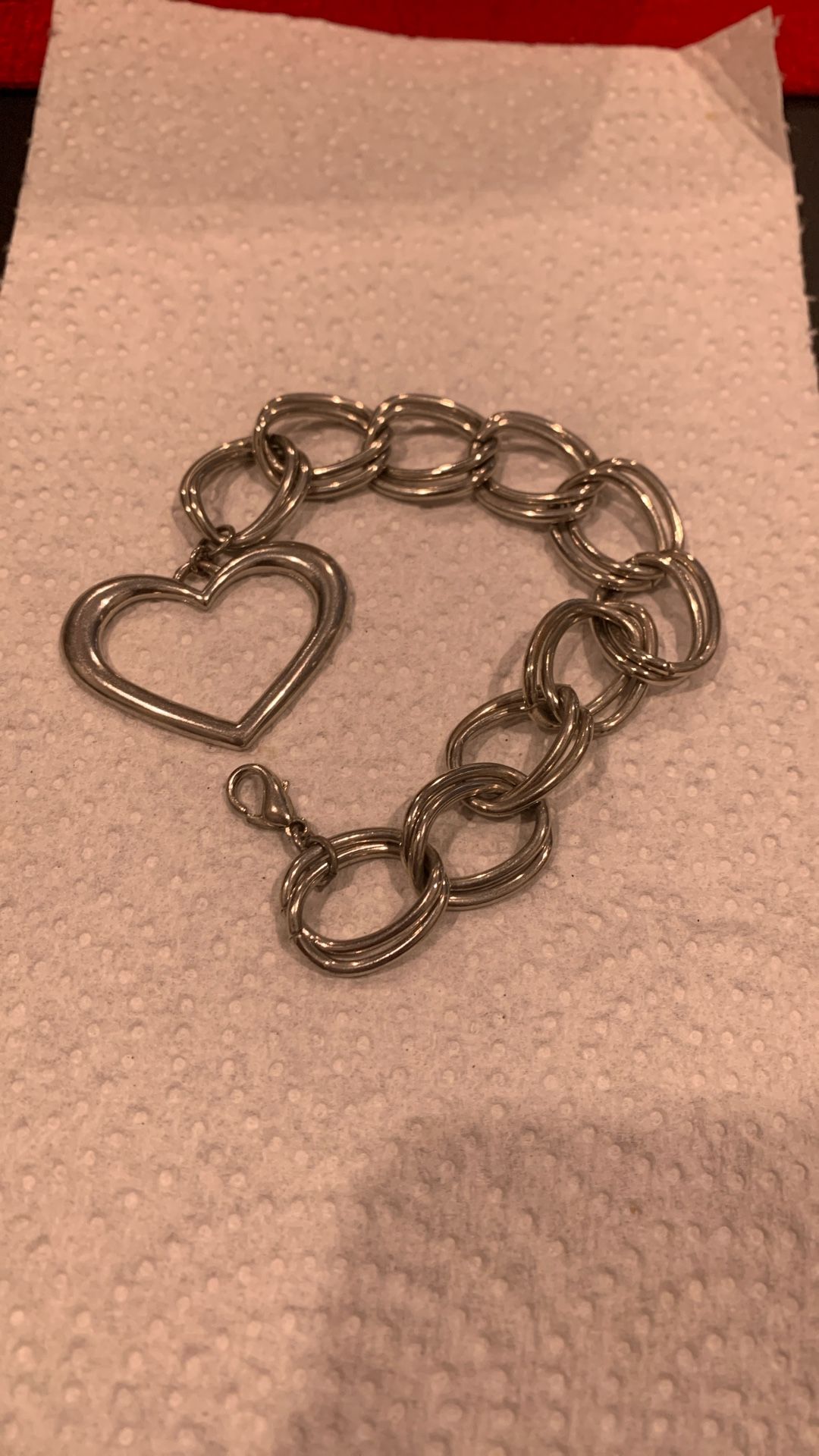 LARGE OPEN HEART CHAIN LINKED BRACELET 