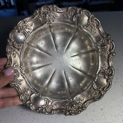 Vintage Towle Silverplate Ornate Serving Bowl – Floral Detail – Country Cottage Style