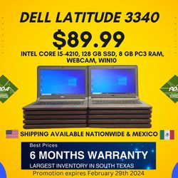 Dell Latitude 3340 - Intel Core i5-4210, 128 GB SSD, 8GB PC3 RAM, Webcam, Windows 10

