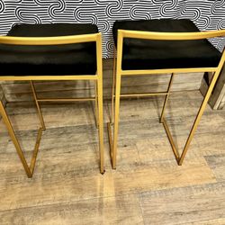 Velvet Black and Gold Barstools
