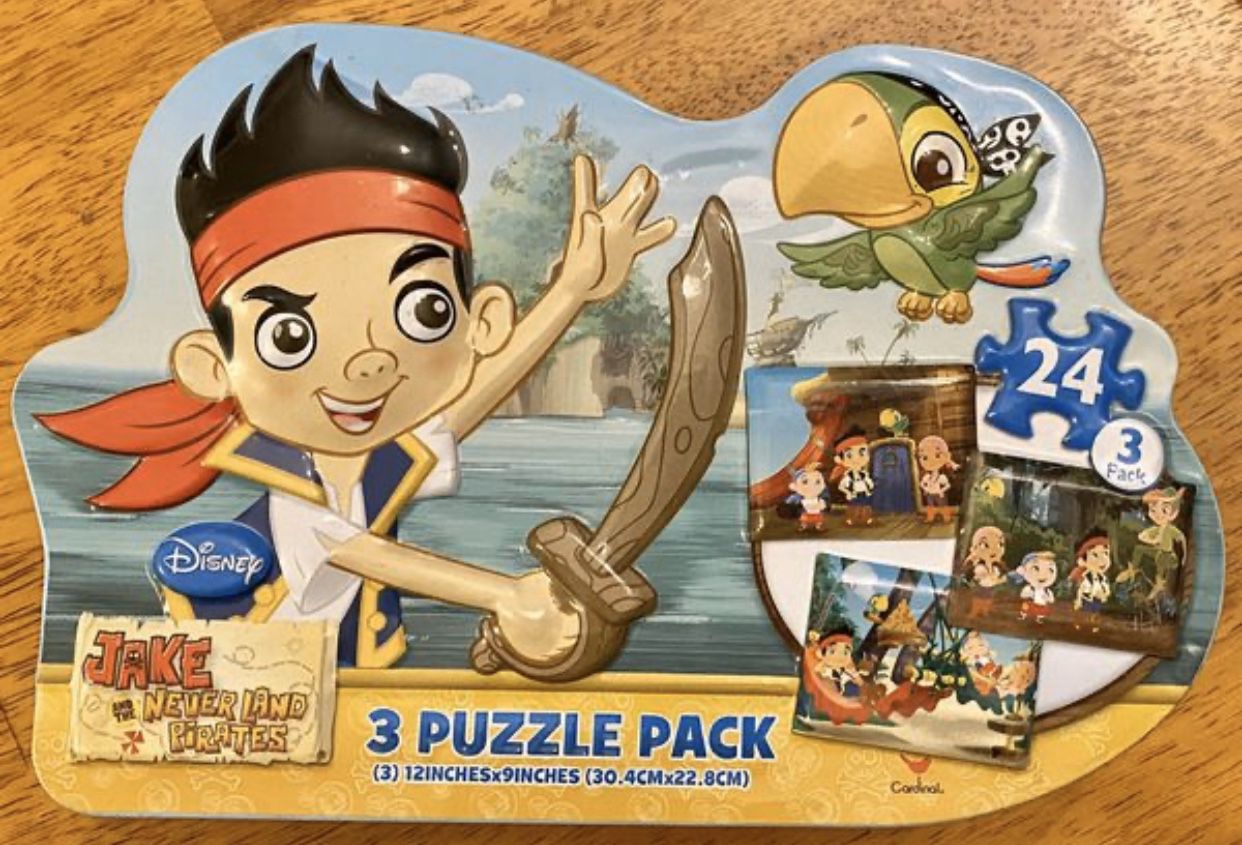 Jake And The Never Land Pirates Ship Shaped Tin Multi-Pack 24 Piece Puzzle Kids Game Toy