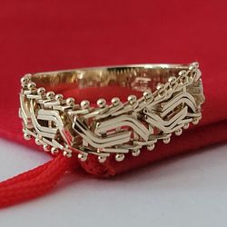 14K Yellow Gold Imperial Chain Design Ring Size 5.5 Solid Gold Made in Italy/ Anillo de Oro Italiano Diseño de Cadena Imperial! 👌🎁Post Tags: Anillo 