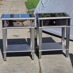 Pier 1 Imports Silver Mirrored Glass Side Table