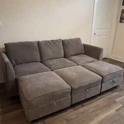 Gray Cube Storage Couch – Modular & Space-Saving!