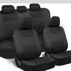 Universal Split Bench Car Seat Covers for Front & Rear - Comfy Black Fabric