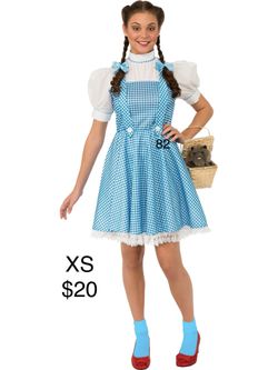 Dorothy Wizard of Oz Wicked Womens Costume XS Girls 2XL