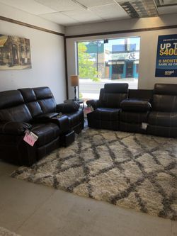 Adjustable leather couches Financing available