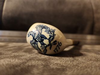 Antique Delft Porcelain Pipe Marked Fenith Holland American Eagle 1776 Rare